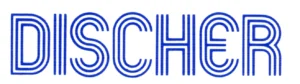 DISCHER-Logo von 1980 mit blauem Konturschriftzug