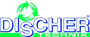 DISCHER-Logo von 2002 mit grünem Recycling-Pfeilsymbol und dem Zusatz „Technik"
